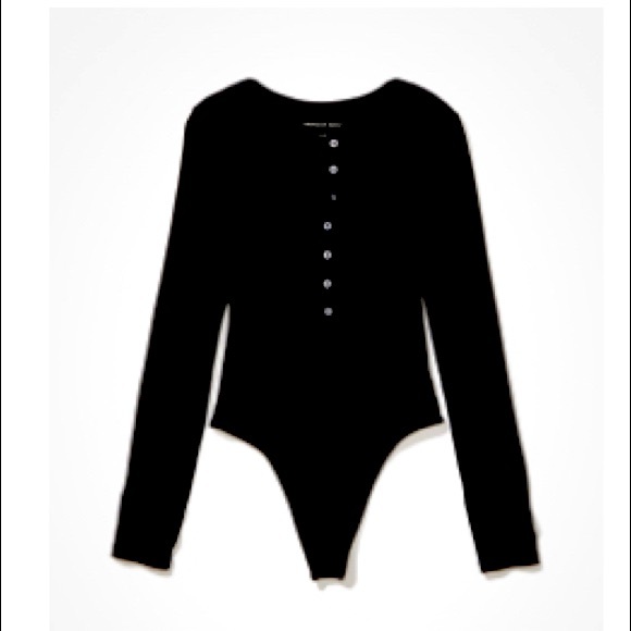 american eagle black ribbed bodysuit - Picture 1 of 2